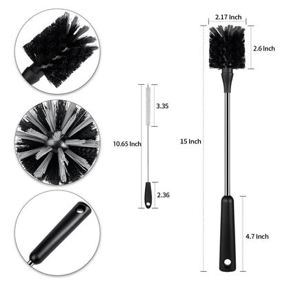 [4 Pack] Water Bottle Brush & Straw Cleaner Set,Stainless Steel Long Handle Baby Bottle Scrub Cleaning Brush for Sports Bottles, Cups, Dishes, Coffee Mugs, Glasswares, Tumblers, Wine Decanters