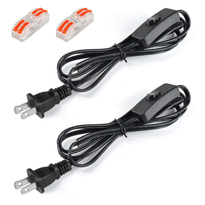 Asjeumt 2Pcs 8FT Lamp Cord with Switch Replacement Lamp Cord Switch Set with Plug 2 Polarized Black 18 AWG SPT-2 Wire ON OFF Button Switches 8 Feet DIY Rewiring Repairing Wiring Electrical Light Cords