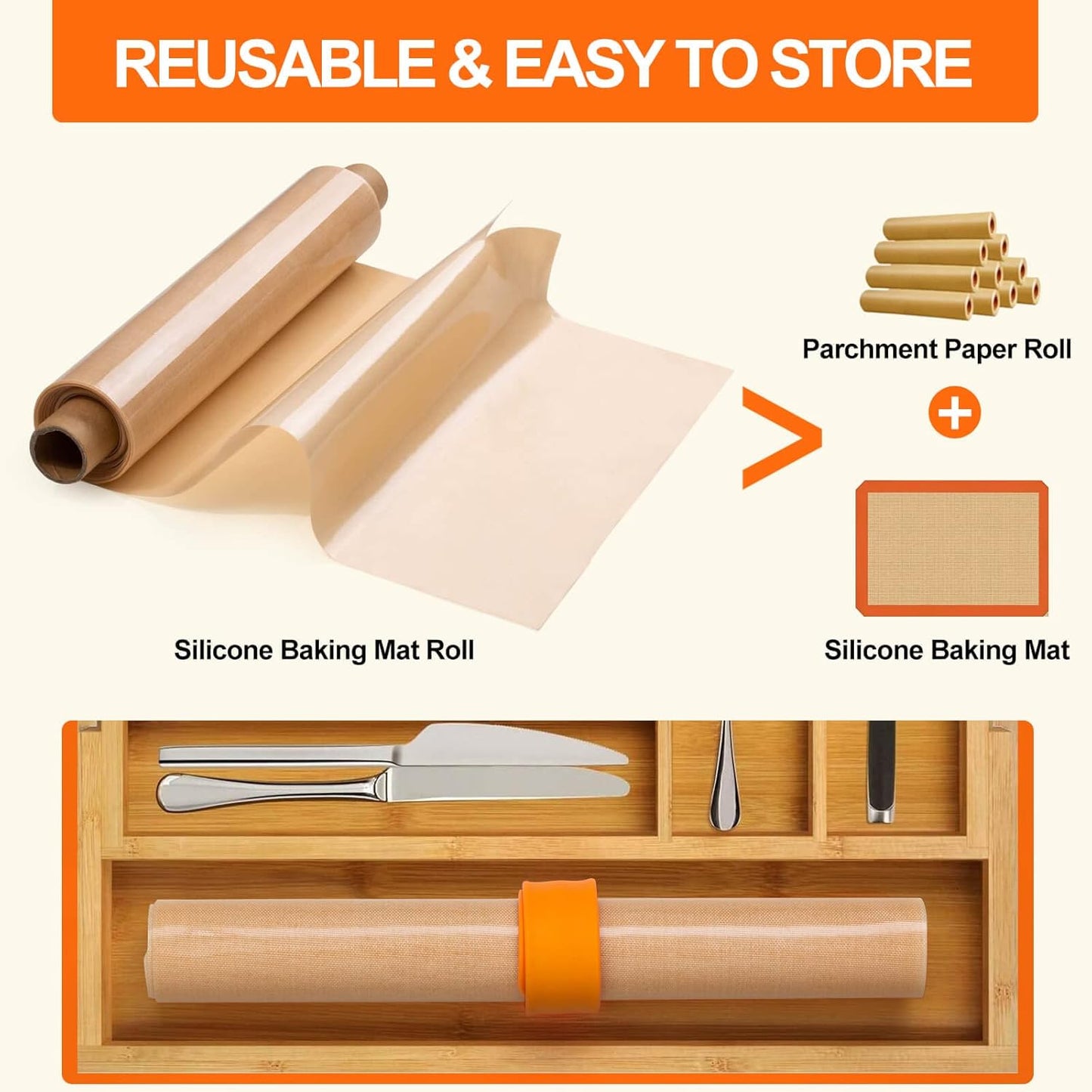 Silicone Baking Mat Roll - 12IN x 10FT Non Stick Heat Resistant Food Grade Mat, Washable Oil-Proof Liner