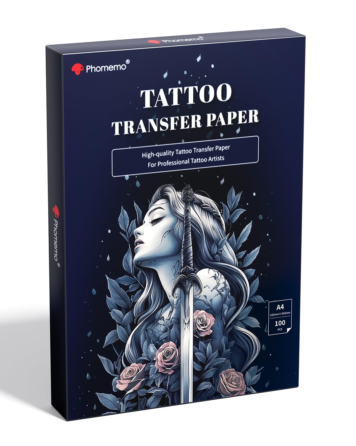 Phomemo Premium Tattoo Transfer Paper - 100 Sheets of Professional Stencil Paper for Tattooing, A4 Size Tattoo Thermal Transfer Paper for DIY Designs - Tattoo Kit for Tattoo Artist (100PCS)