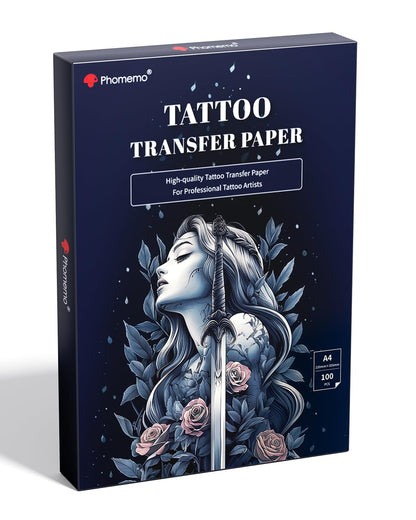 Phomemo Premium Tattoo Transfer Paper - 100 Sheets of Professional Stencil Paper for Tattooing, A4 Size Tattoo Thermal Transfer Paper for DIY Designs - Tattoo Kit for Tattoo Artist (100PCS)