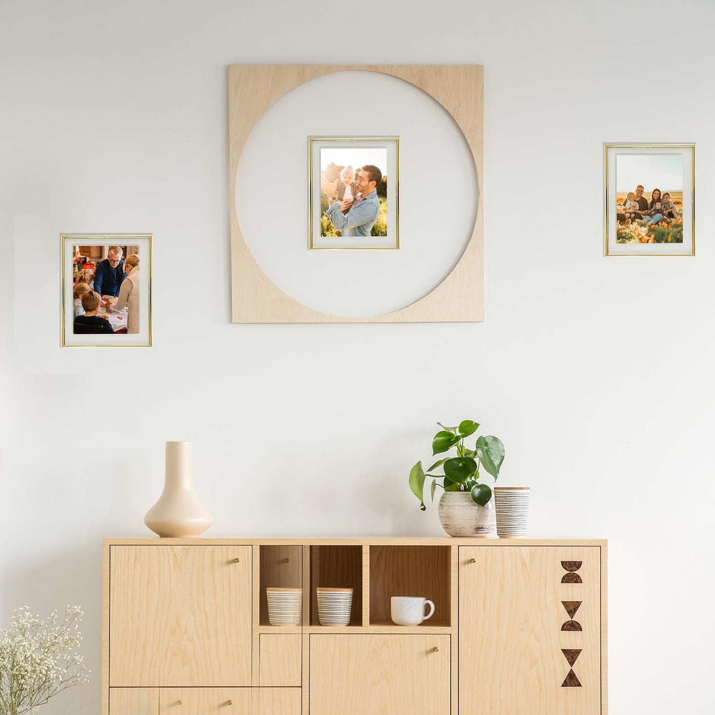 AhaGo Wall Floating Frame, 8"×10", Gold, Wall Mounting or Wall Leaning, For Photo 6×8, 5×7, 4×6, Classy Gift For Festival, Wedding, Anniversary, Home or Office Décor