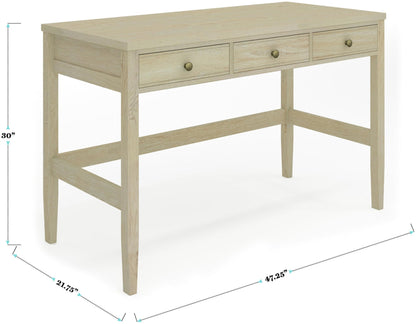 Martha Stewart Rhett Home Office Desk with 3 Drawers and Tapered Legs in Black with Oil Rubbed Bronze Hardware