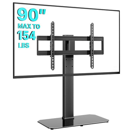 Pegzone Swivel Universal TV Stand with Mount for 43-90'' TVs, Holds 154 lbs, Height Adjustable Large Table top tv Stand, VESA MAX 600x400mm
