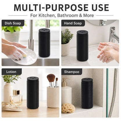 Silicone Dish Soap Dispenser, 8 Oz Refillable Squeeze Bottle, Leakproof for Kitchen Sink, Black