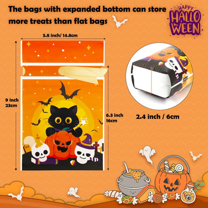 HRX Package 50pcs Halloween Treat Bags, 5.8x9x2.4 inch Drawstring Candy Goodie Bags for Trick or Treat