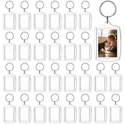 Aiqriwv 150-Pack Clear Acrylic Photo Keychains - Blank Insert Keychain with Metal Ring for DIY Personalization, Gift Favors, Double-Sided Display (2.17" x 1.57")