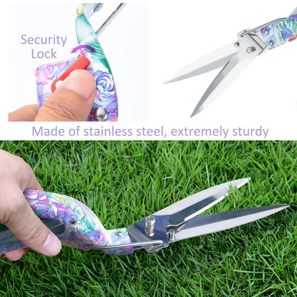 WISDOMLIFE Garden Tools Set, 11 Pieces Gardening Gifts with Purple Floral Print, Ergonomic Handle, Trowel, Rake, Shovels, Pruner, Shears, Sprayer, Gloves, Garden Hand Tools with Carrying Case