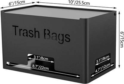 STWWO Large Trash Bag Holder - Metal Garbage Bag Dispenser for Kitchen Storage | Wall Mounted or Freestanding, Black