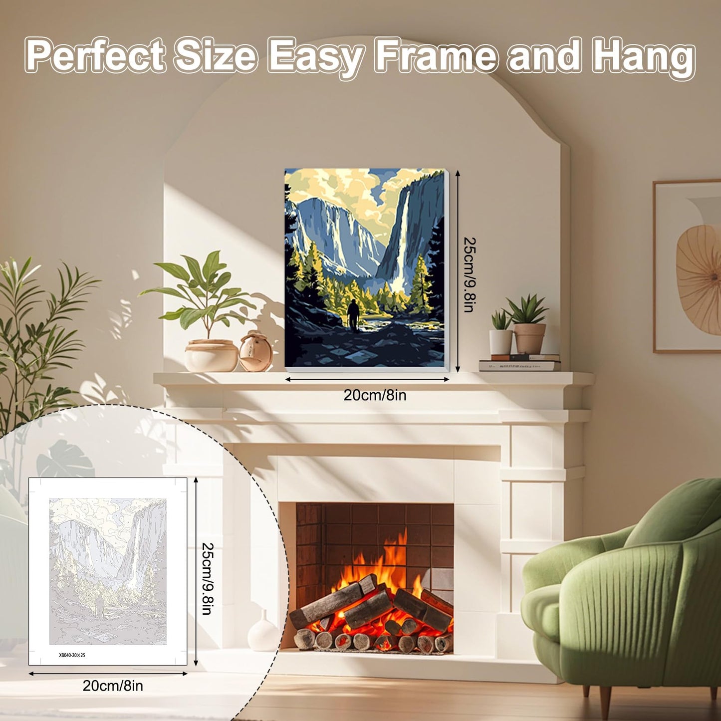TOSTOG Majestic National Parks 4 Pack Framed Canvas Paint by Numbers Art Kit for Adults and Kids, Beginner Acrylic Oil Painting Supplies with Wooden Frame for Home Wall Decor 20 * 25 cm/8 * 10 in