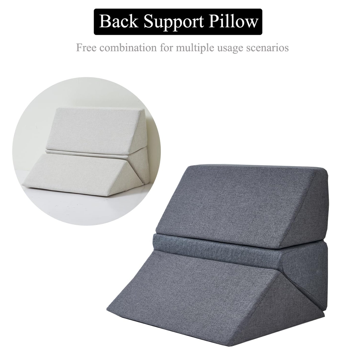 SAMTY Bed Wedges & Body positioners for Elderly/Seniors Side Sleeper(3 in 1) Triangle Bed Wedge Pillow for Back Pain Relief Wedge Pillow Set for After Surgery