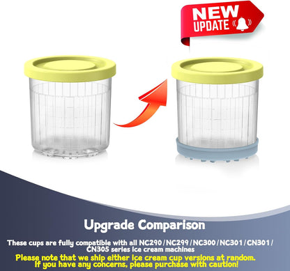SWANTIARA 4 Pack, 16oz NC300 NC301 NC299AMZ Creami Containers Replacement for Ninja Creami Pints and Lids - Cups