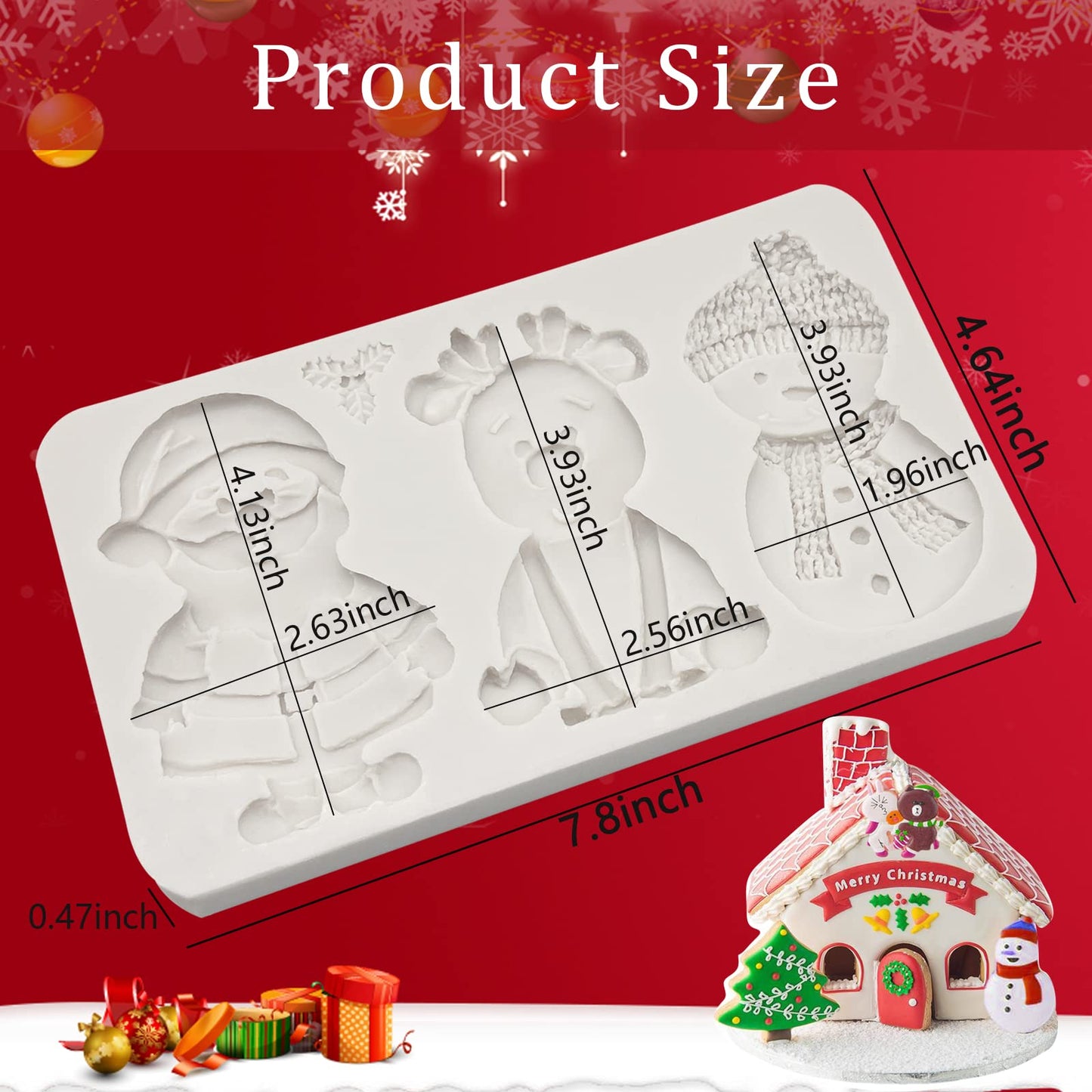 Christmas Fondant Molds for Cake Decorating, Santa Silicone Molds, Reindeer Snowman Candy Chocolate Molds for Handmade Cookies, Mousse, Jelly, Clay, Resin, Soap, Candles, Sugarcraft
