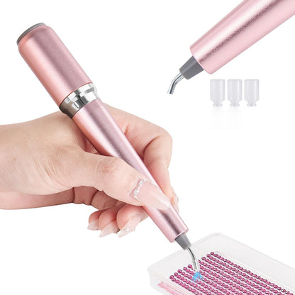 Wireless Electric Diamond Art Pen, Vacuum Diamond Painting Pen No Wax Needed, 150° Ergonomic Tip, Quiet Lightweight & Rechargeable Diamond Art Accessories for Adults (Pink)