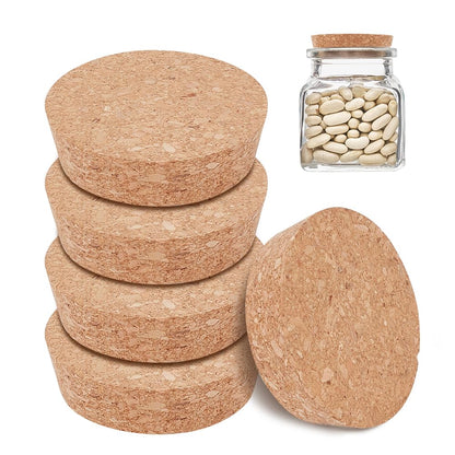 BENECREAT 6pcs Cork Bottle Stoppers, Tapered Design, 3" Diameter, Beige, Conical with Round Top