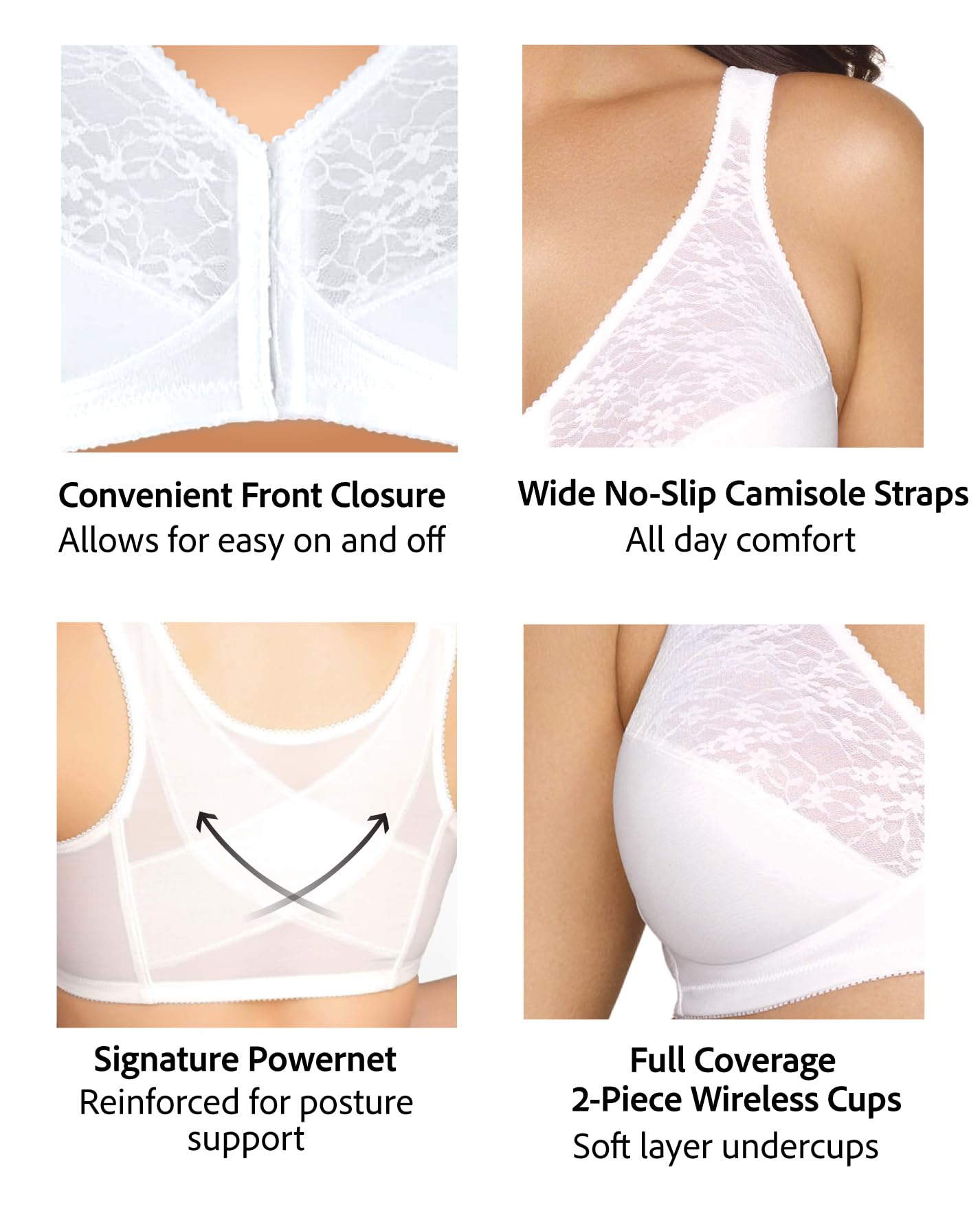 Exquisite Form Womens Front Close Posture #5100565 Bra, White, 40DD US