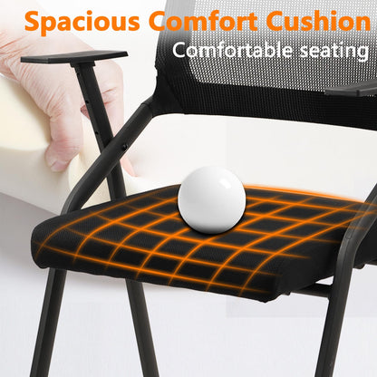 CLATINA Stackable & Foldable Office Chairs with Ergonomic Lumbar Support and Thickened Seat Cushion, Folding Mesh Fabric Reception Guest Chair for School Church Conference Waiting Room Black (8 pk)