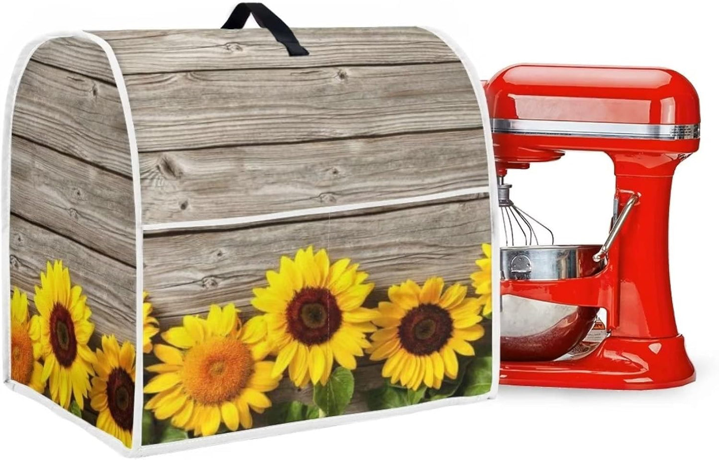Cute Sunflower Stand Mixer Cover, Compatible with Kitchen Aid Mixer, Dustproof Covers with Accessories Pockets