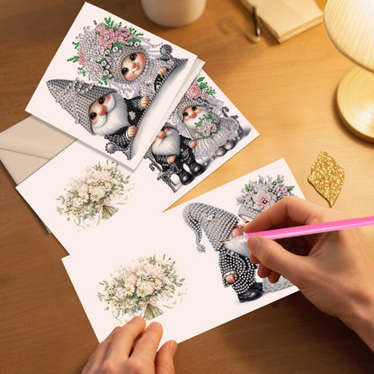 JZHYOAN 6Pcs Diamond Painting Cards for Marry Diamond Art Card with Envelopes Double -Person Wedding Greeting Cards Crystal Arts Craft Handmade Gem Art Gem Painting Mosaic Kit for Adults