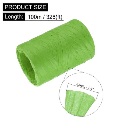 MECCANIXITY 2 Rolls Raffia Paper Ribbon Bulk,1/4 Inch Wide 110 Yards Light Green Twine String Paper Yarn for DIY Craft Weaving, Decoration, Gift Wrapping