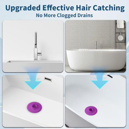 Bathtub Drain Hair Catcher,Tub Shower Drain Hair Trap/Strainer,3PCS Silicone Collapsible Tub Hair Catcher Drain Protector Designed for 1.47" to 1.75'' Regular Drains(Dark Gray)
