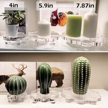 BSTIONYI 2 Pcs Acrylic Display Risers Set, 6.2 Inch Diameter Thick Clear Scalloped Stands,Tiered Tray Riser Pedestal Stand for Home Decor, Double as Tabletop Jewelry Pland Display or Mini Cake Stand (6.2 Inch - 2 Pcs)