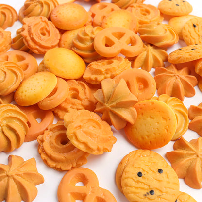 X Hot Popcorn 60Pcs Fake Cookies Mini Fake Cookies Artificial Pastries Food Fake Biscuits Model for DIY Craft Home Kitchen Decor