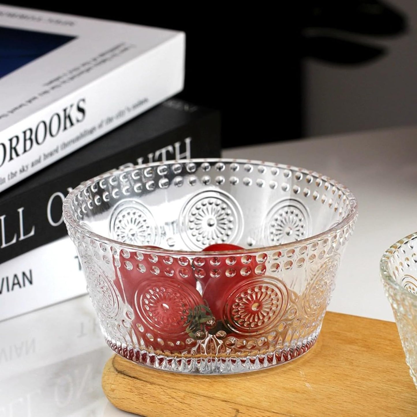 Set of 4 Glass Bowls, 13 OZ Small Bowls for Kitchen, Dessert, Ice Cream, Snack, Side Dishes, Dipping