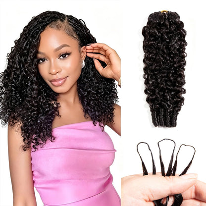 Burmese Curly Human Hair Crochet Bundles 20 Inch 60g Knotless Pre-Separated Feather Crochet Human Hair 3c4a Water Curly Hair Reusable Hair Extensions for Women Natural Black Color (1B-60G, 20 Inch)