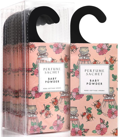 12 Packs Closet ROSE COTTAGE Large Baby Powder Hanging Air Freshener Scented Sachets Long Lasting Smell Goods