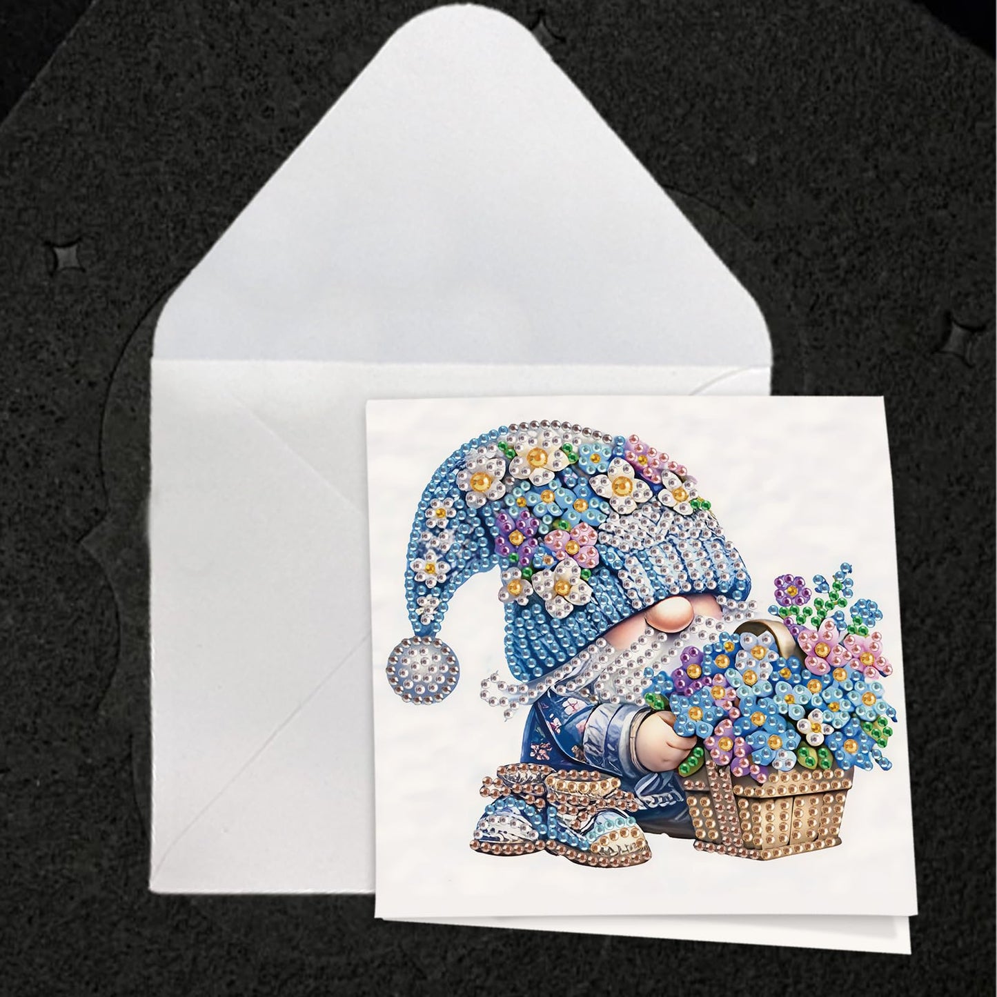 JISHSHAY 6 PCS Gnome Diamond Painting Greeting Cards Flower Diamond Art Birthday Cards with Envelopes Gem Painting Mosaic Kits for Adults, for Anniversary Valentine Thank You Graduation All Occasion