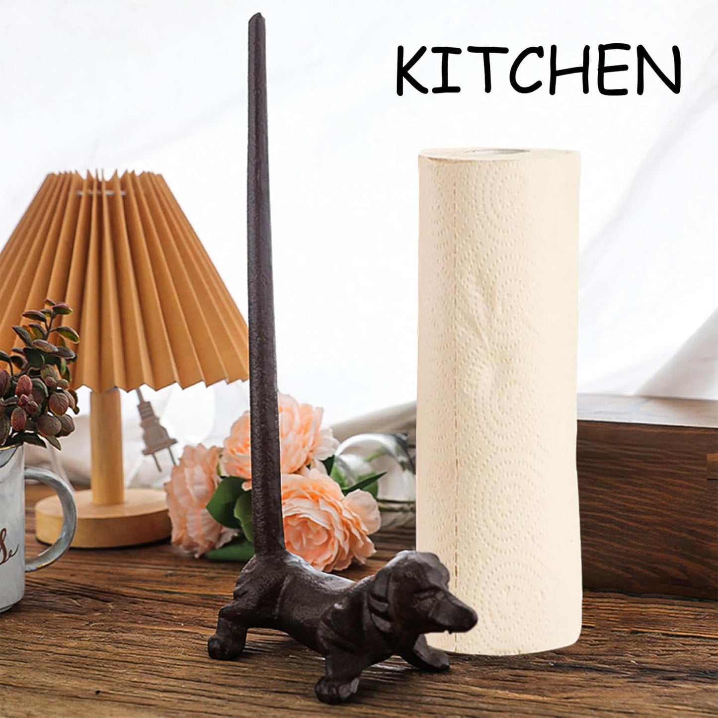 12'' Counter Dog Paper Towel Holder Cast Iron Paper Towel Holder Funny Toilet Paper Holder for The Floor or in The