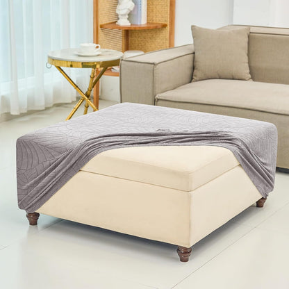 HFCNMY Ottoman Cover Square-Stretch Water Repellent Ottoman Cover -Thick Square Storage Foot Stool Covers with Elastic