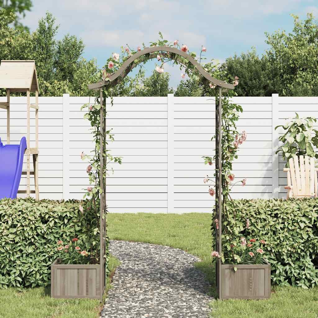 Solid Firwood Garden Pergola with Decorative Inlays and Planter Natural Wood Garden Structure for Outdoor Patio Decor