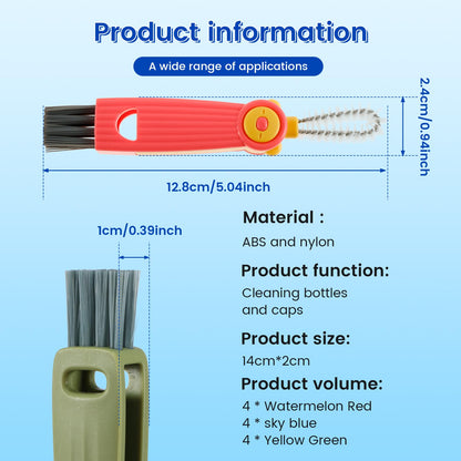 BXUYAOXMC 3 in 1 Cup Lid Cleaning Brush, 180° Rotatable Bottle Brush Gap Cleaner, Multifunctional Crevice Cleaning Brush Set for Baby Bottle, Water Bottle, Tumbler & Kitchen Mugs, 12 Pack Hangable