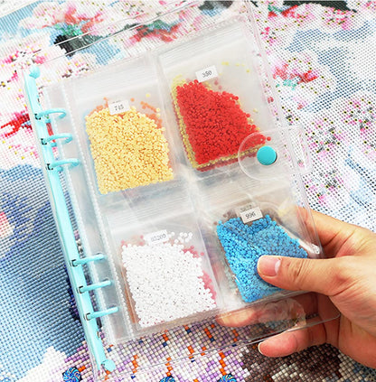 pigpigboss Diamond Painting Beads Storage Book Diamond Painting Storage Book Binder with Pockets, Self-sealing Bags Clear Loose Leaf Organizer DIY Diamond Painting Accessories Tools