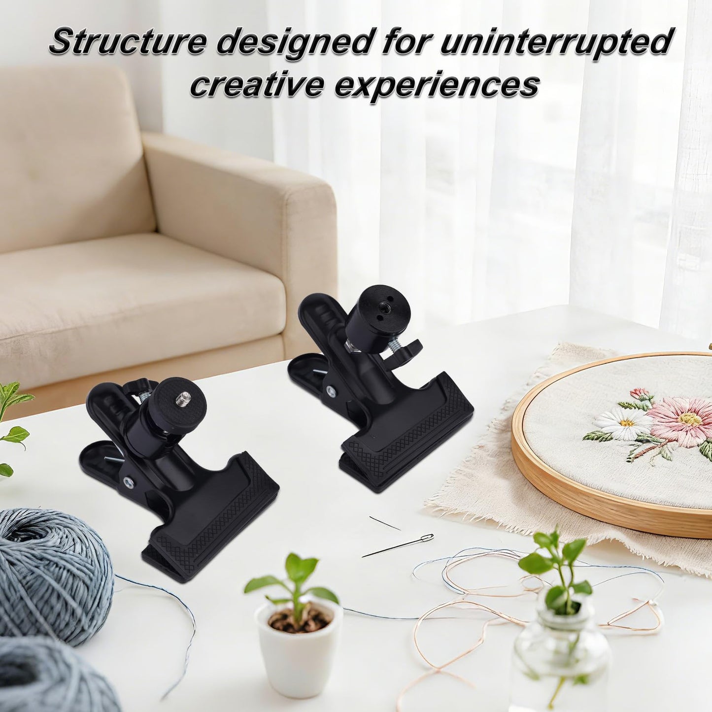 Metal Embroidery Hoop Stand, Portable Rotated Cross Stitch Holder Stand Needlepoint Support Adjustable Table Clip for Embroidery Craft Needlework DIY Projects