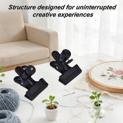 Metal Embroidery Hoop Stand, Portable Rotated Cross Stitch Holder Stand Needlepoint Support Adjustable Table Clip for Embroidery Craft Needlework DIY Projects