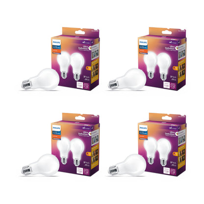 PHILIPS LED 75W A19 4-Pack Ultra Definition Daylight (5000K) 1100 Lumen (9W = 75W) Dimmable Frosted Flicker-Free Light Bulbs
