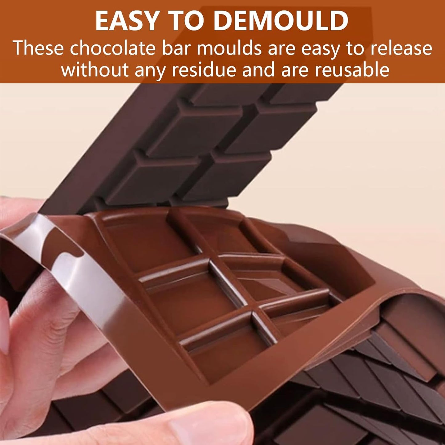 Bcautay Set 100pcs Chocolate Bar Molds Silicone Snap Bars Making Food Grade Break-Apart Chocolate Molds with Storage