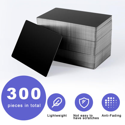 300 Pcs Metal Business Cards Black Metal Business Card Blanks for CNC Engraver Laser Engraving Reliable and Sturdy Multipurpose Aluminium Business Card Blanks Thickness 0.01 Inch