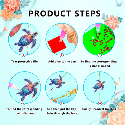 JeCuiK 6 Pcs Ocean Diamond Art Kits for Adults Diamond Painting Wind Chimes Sea Animal Diamonds Painting Suncatcher Double Sided Small Diamond Painting Kits Best Gifts for Mom