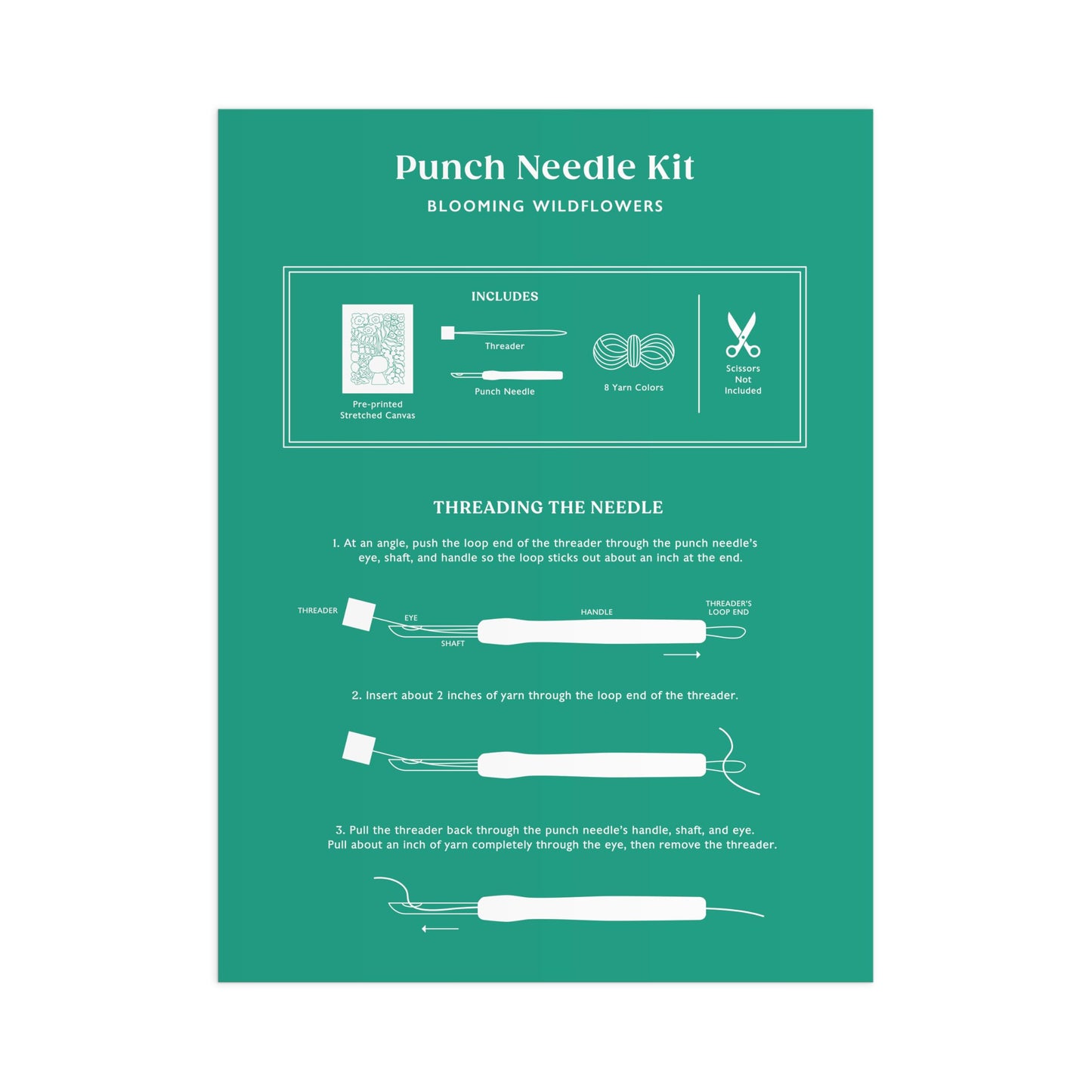Galison Blooming Wildflowers – DIY Punch Needle Kit Includes 9 Yarns and Punch Needle to Make Beautiful Wildflower Art