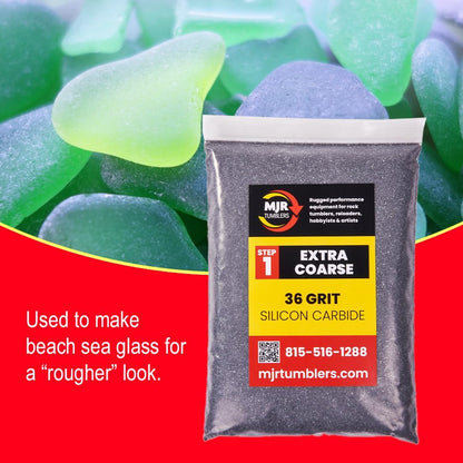 MJR Tumblers 36 Grit Silicon Carbide Rock Tumbler Grit, Extra Coarse Stage 1 Rock Polishing Grit, 2 lb Stone Polishing Compound for Rotary & Vibratory Tumblers, Lapidary Supply