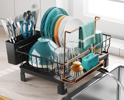 Counter GSlife Small Dish Drying Rack for Kitchen with Sponge Holder - Compact Dish Drainer for RV, Camper
