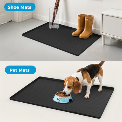 URMONA 22'' x 19'' Waterproof Silicone Under Sink Mat Cabinet and Counter Protector, Shelf Liner for Kitchen and Bathroom, Storage and Organizers, Litter Mat, Pet Cat Puppy Essentials（Black）