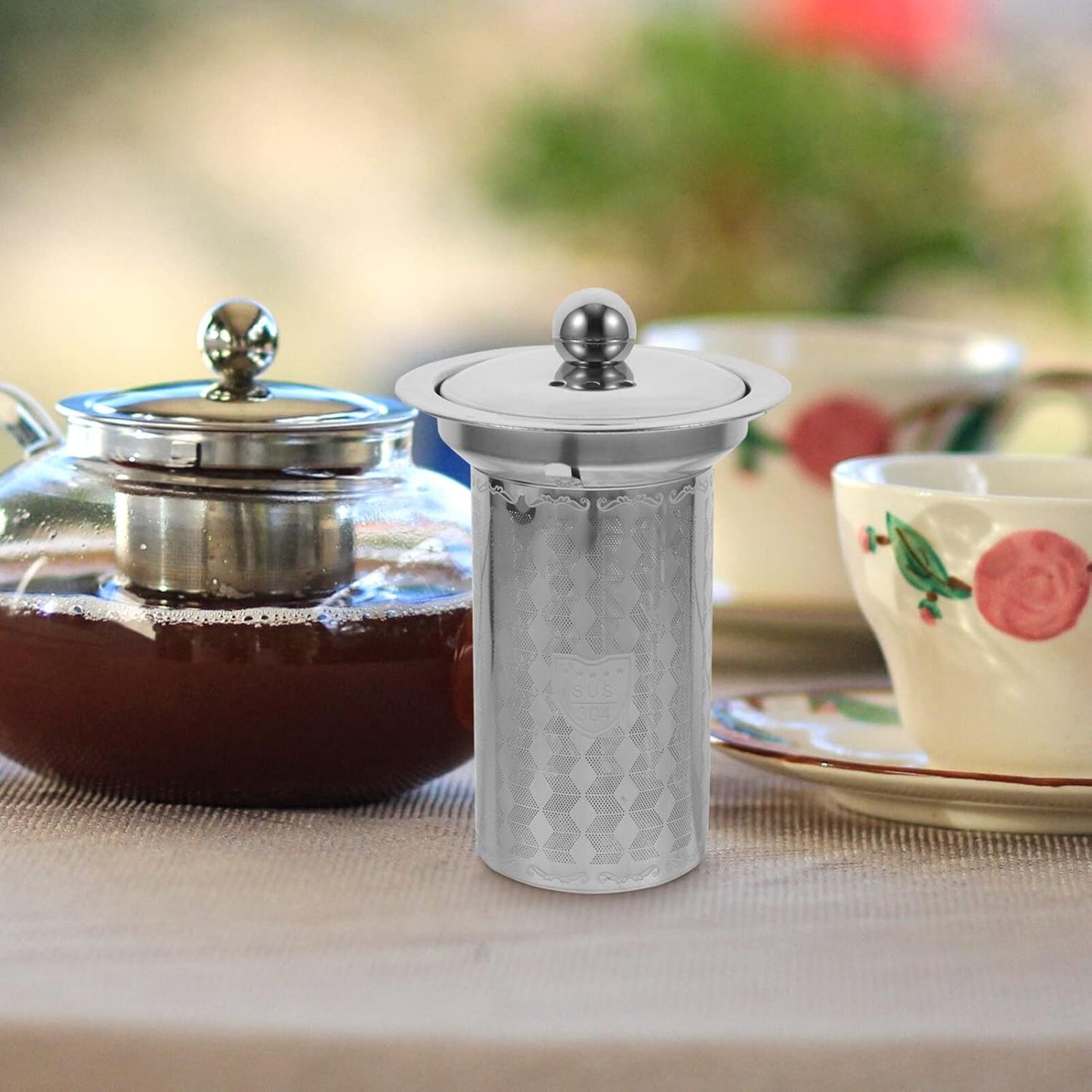 HEMOTON Tea Infusers for Loose Tea, 2Pcs Stainless Steel Strainers, Fine Mesh Steeper, Tea Basket Insert