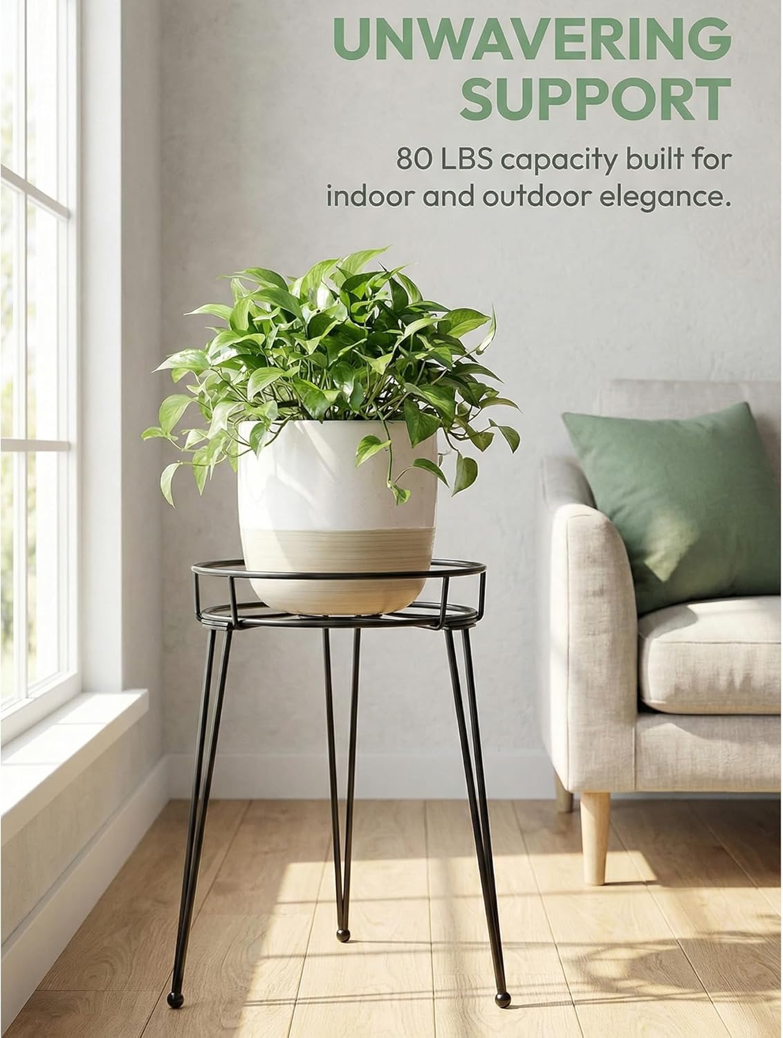 iLTreFlo 18.7 inches (18.7 inches Midcentury Modern Metal Potted Plant Stand Tall Flower Pot Holder Large Rustproof