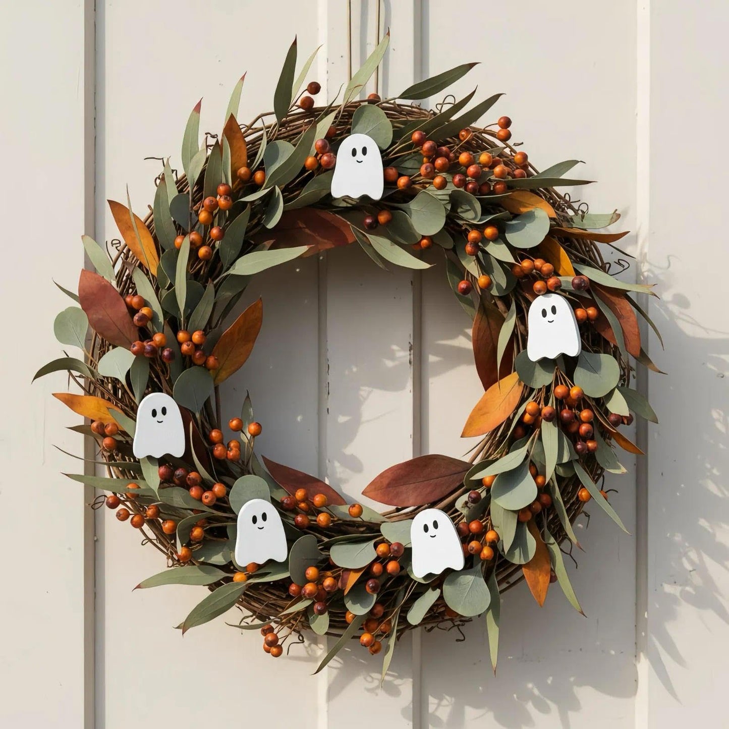 60 Pieces Wooden Ghost Mini Wood Figures Embellishment, 0.79×0.98 Inch Small Halloween Ghost Craft DIY Decorations, Wooden Ghost Embellishments for Party Favors, Scrapbooking, Halloween Home Décor