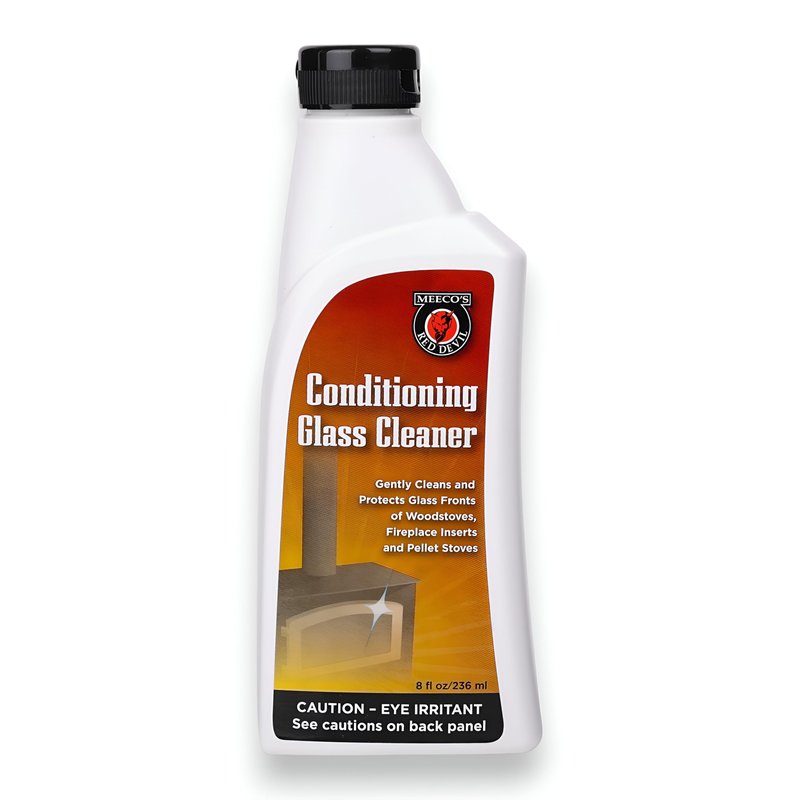 MEECO'S RED DEVIL 700 Conditioning Glass Cleaner - Gently Cleans & Protects Glass Fronts of Wood Stoves, Pellet Stoves & Fireplace Inserts (8 fl oz) - Made in the USA